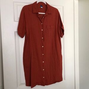 Button-Front Linen Shirt Dress